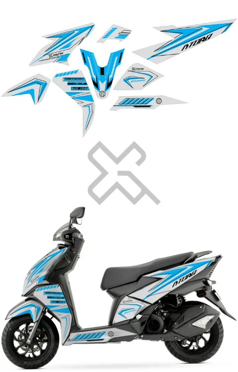 Cross Blue Edition Full Body Sticker Compatible with Ntorq 125 | Printed In Premium Matte Vinyl With FPF (Fade Protection Film), Water Proof, Precut Sticker, Pack Of 1 for Both Side